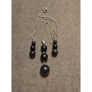 Blue Goldstone Necklace And Earring Set